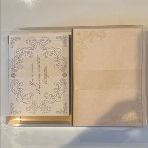 Insights Outlander Deluxe Note Cards Cream and Gold Stationery Set